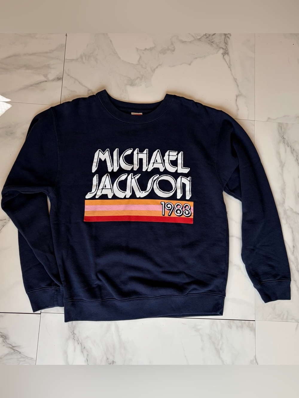 Michael Jackson 1983 Junk Food Tees Navy Graphic Crewneck Sweatshirt Size S NWOT